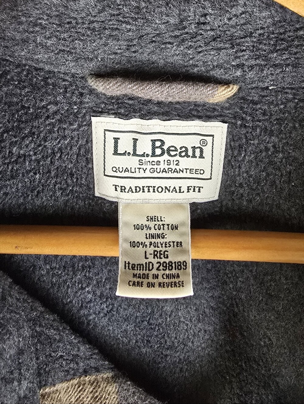 L.L. Bean Plaid Fleece Lined Shirt Jacket Button Front Mens Sz L - Picture 4 of 4